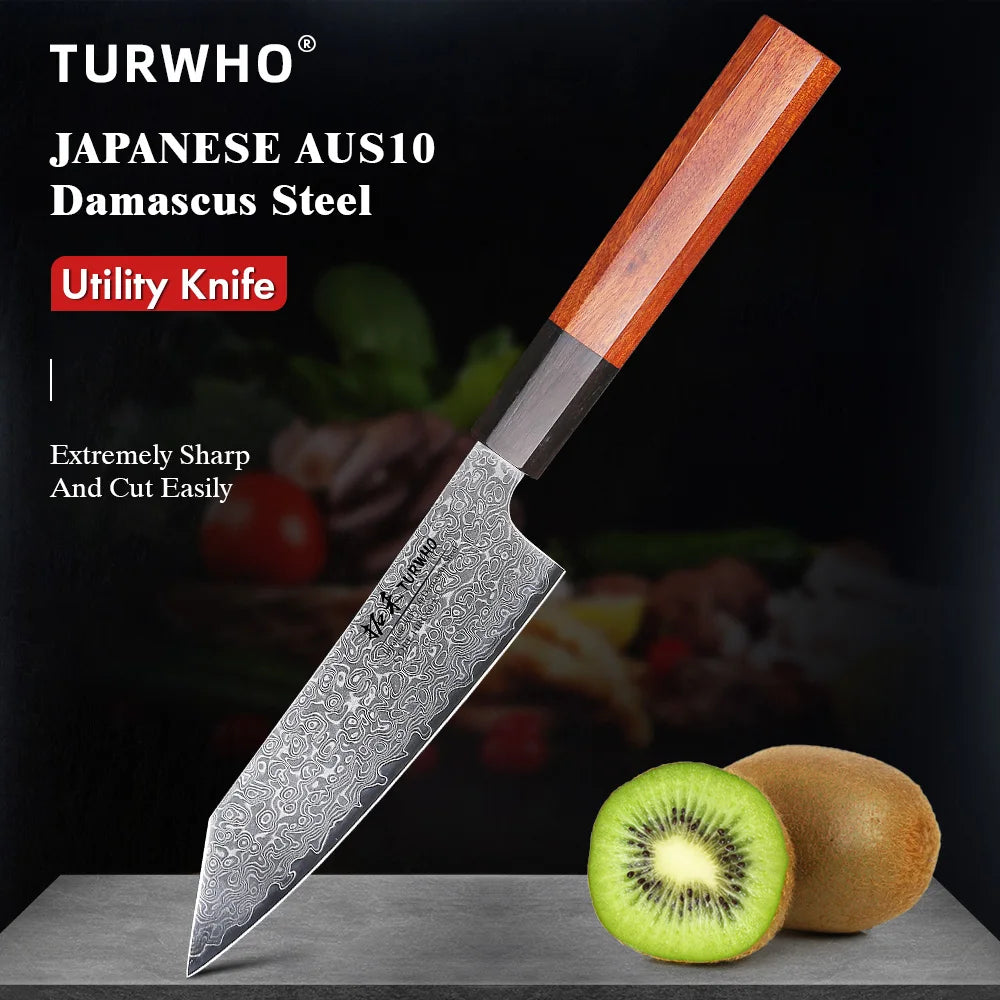 5" Kitchen Utility Knife Japanese Hand Forged Damascus Steel Chef Knives Vegetable Meat Peeling Fruit Knife Cooking Tools