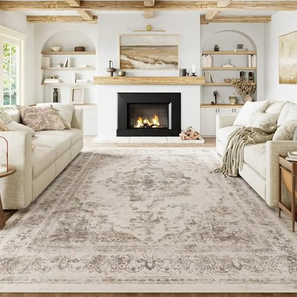 Taupe Vintage Medallion Area Rug 10x14