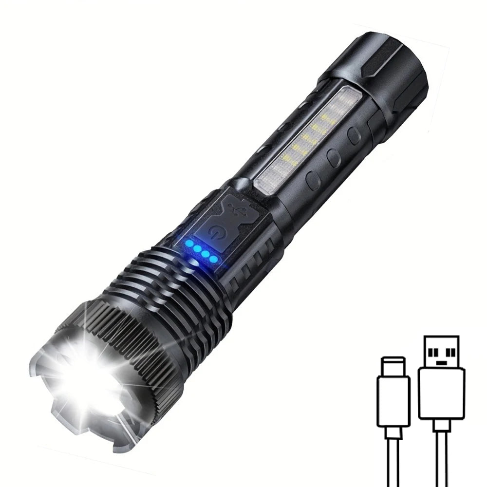 2pcs Rechargeable Zoomable Super Bright Flashlight