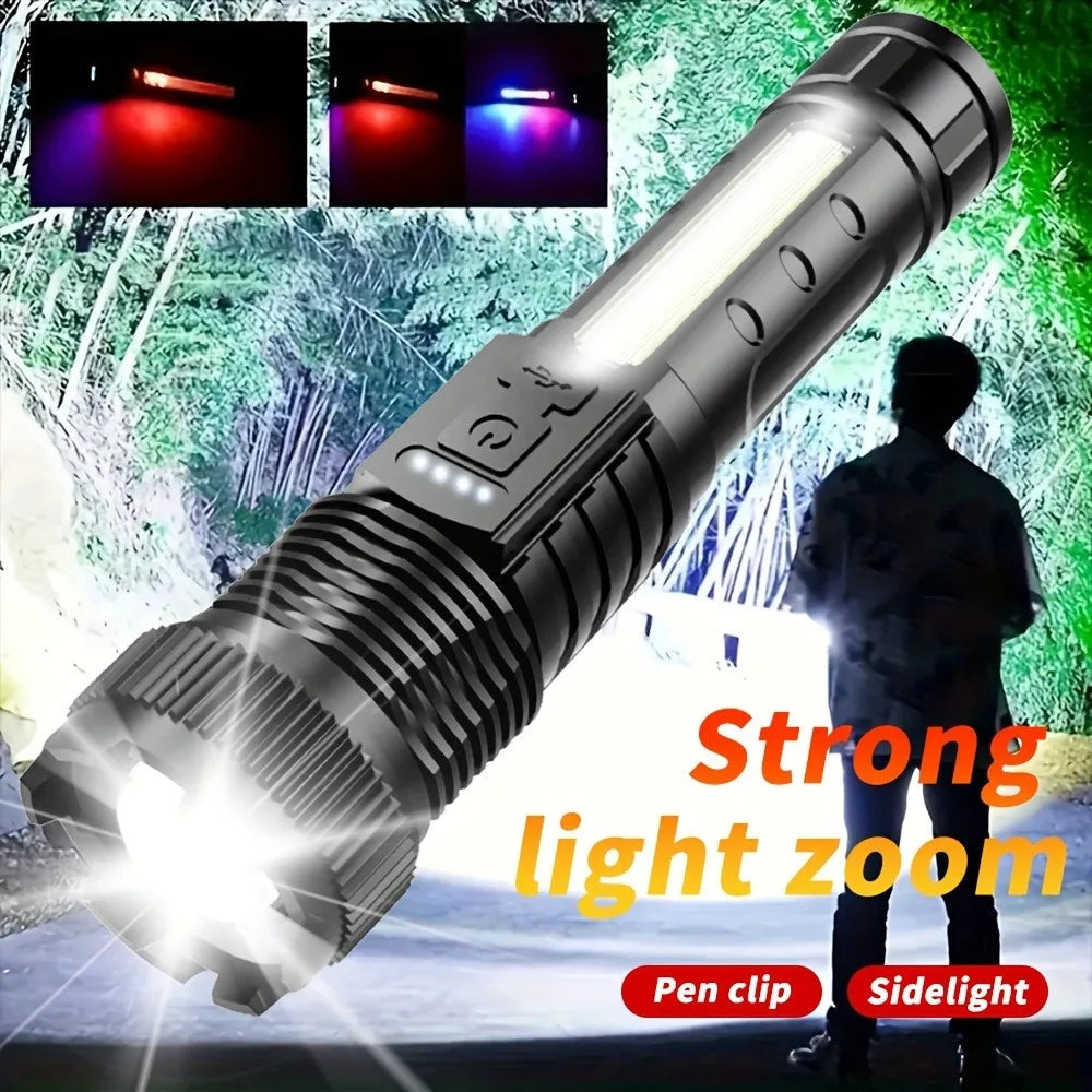 2pcs Rechargeable Zoomable Super Bright Flashlight