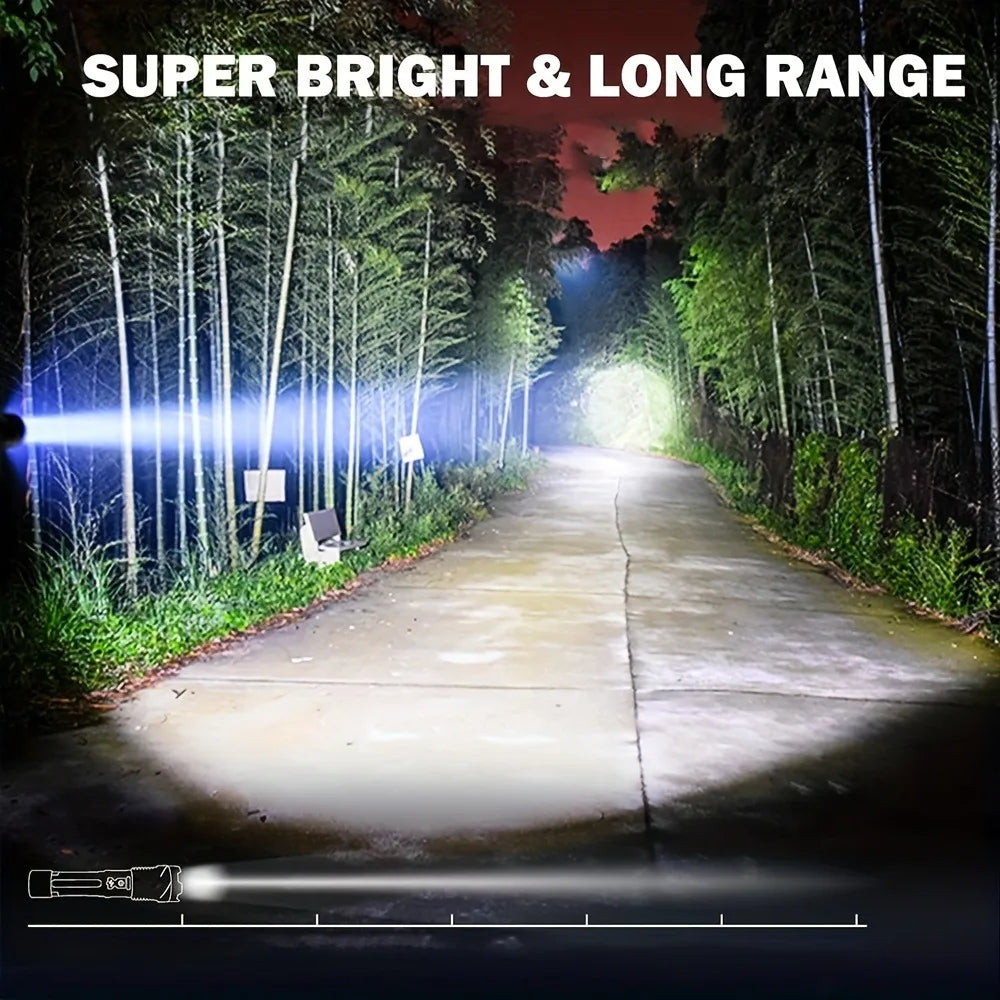 2pcs Rechargeable Zoomable Super Bright Flashlight