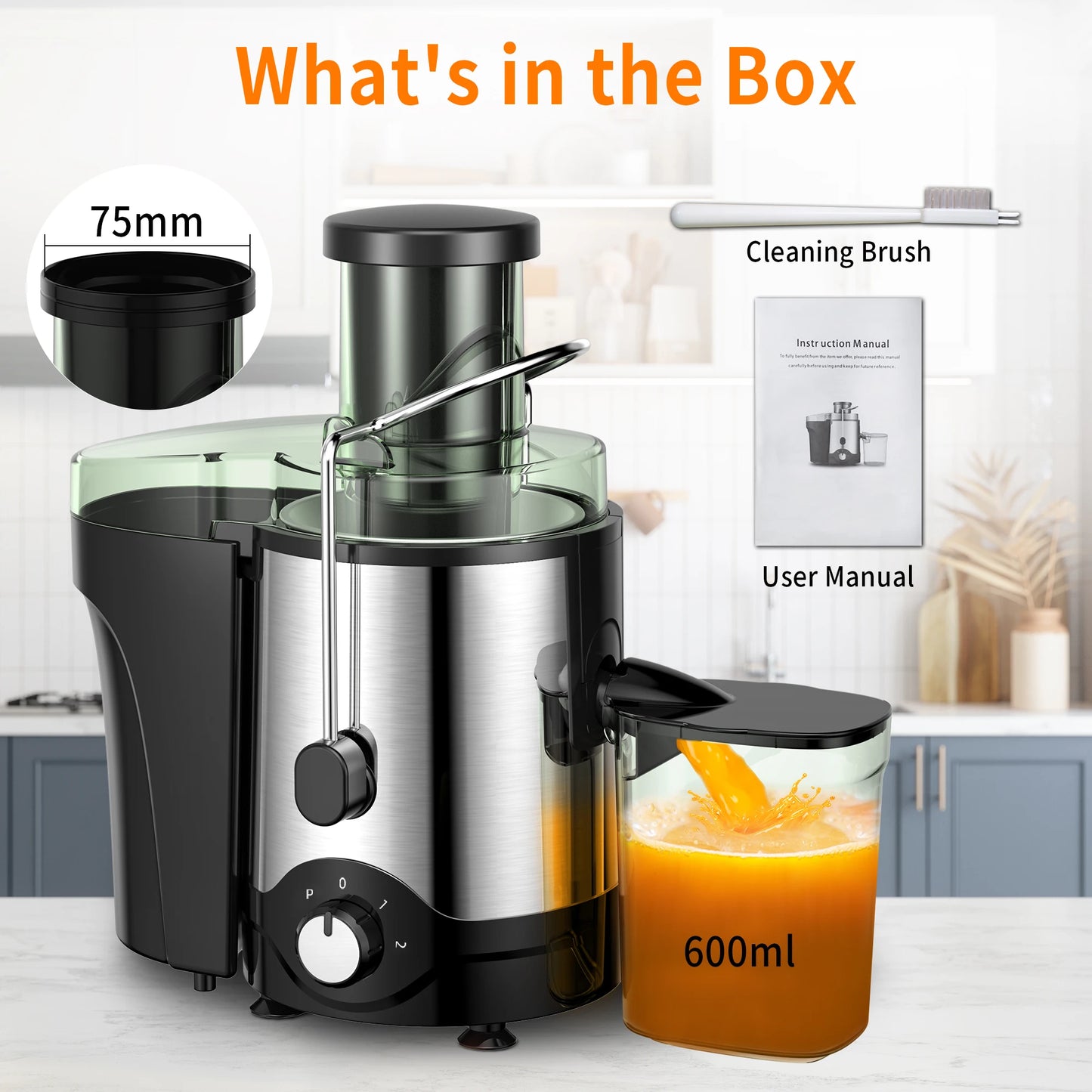 600W Juicer Anti-Drip Centrifugal Juice Extractor