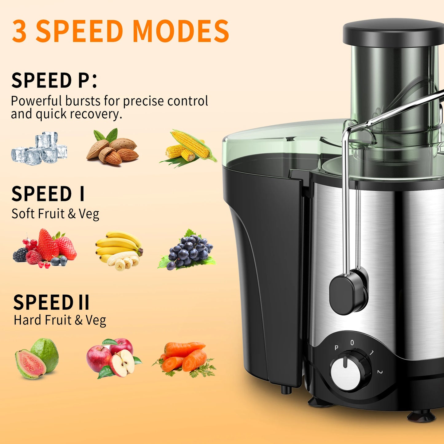 600W Juicer Anti-Drip Centrifugal Juice Extractor