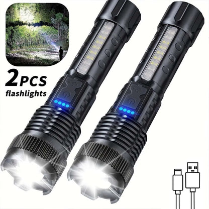2pcs Rechargeable Zoomable Super Bright Flashlight