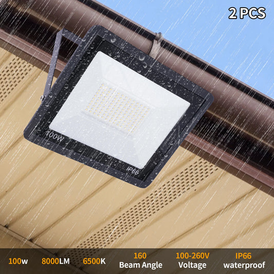 2Pcs LED Outdoor Flood Light with Plug