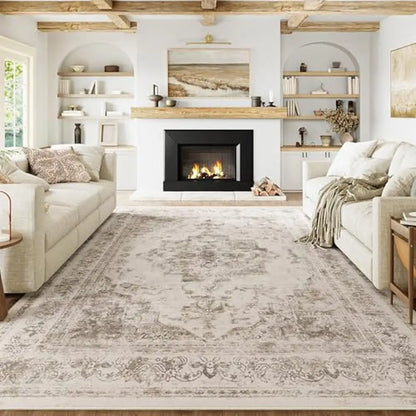 Taupe Vintage Medallion Area Rug 10x14