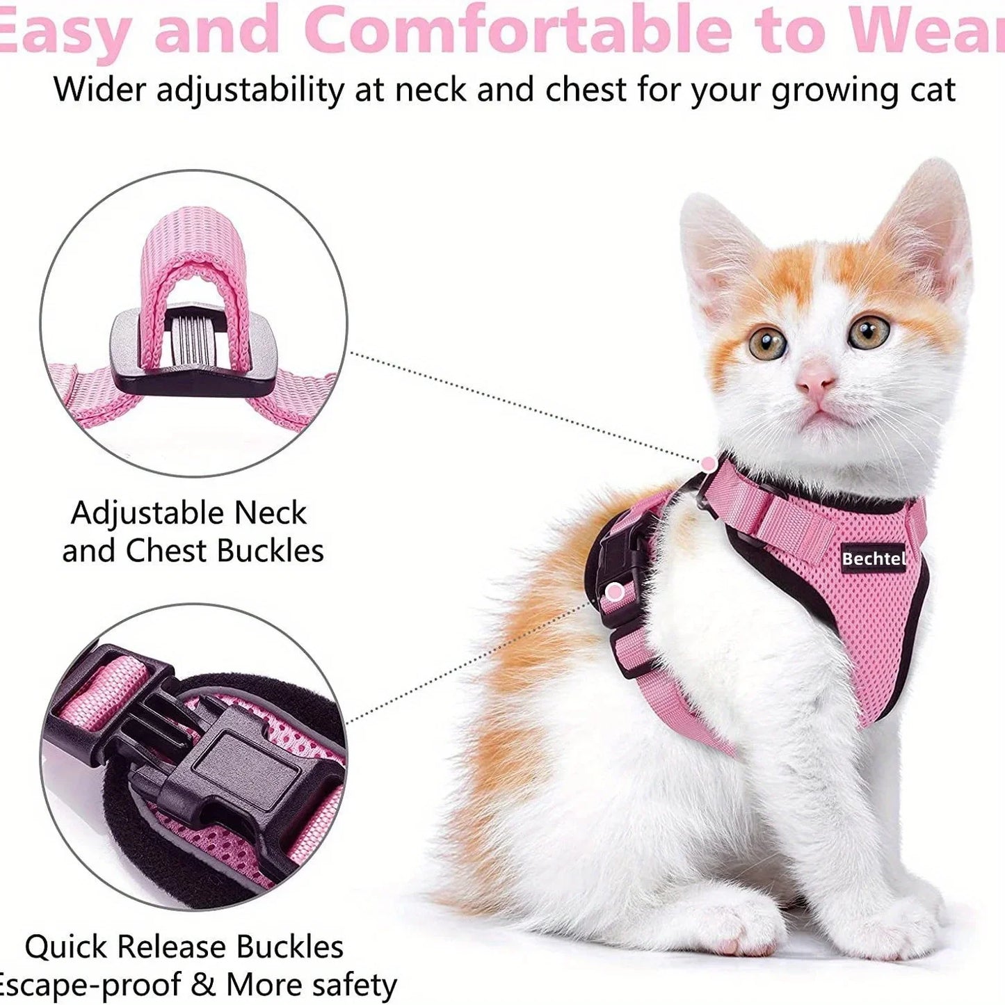 Adjustable Cat Leash Vest  Non-Slip