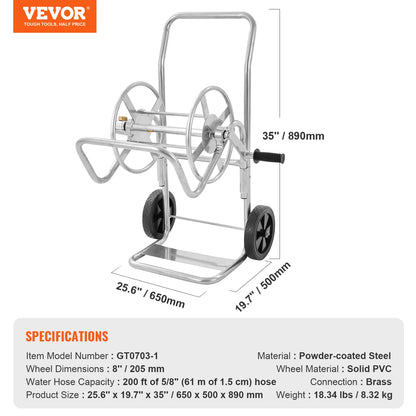 250ft Heavy Duty Hose Reel Cart