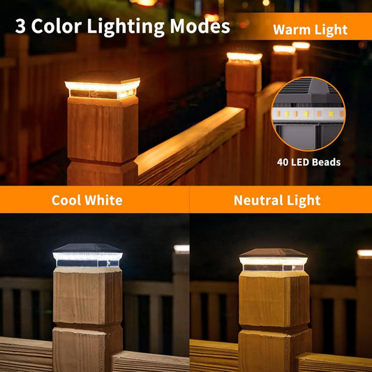 6 Pack 4x4 Solar Post Lights Outdoor